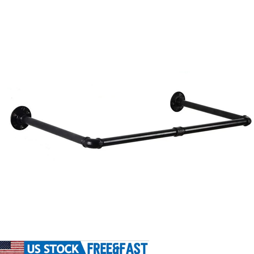 Wall Mounted Industrial Pipe Clothes Rack Heavy Duty Garment Organizer