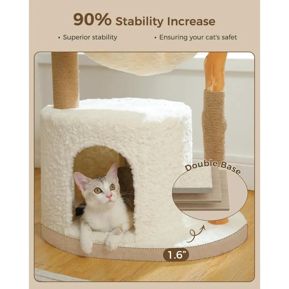 Modern Cat Tree for Large Cats Luxury Wooden Cat Tower Indoor Furniture