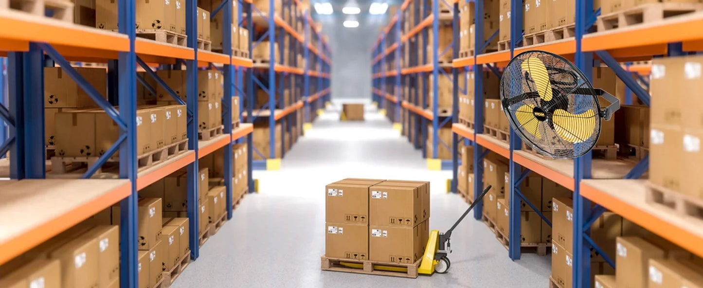 Ljustra 2500 CFM 12 Inch Industrial Wall Mount Fan High Velocity 3 Speed