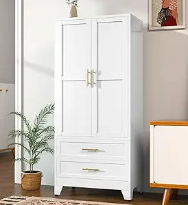 Metal Armoire Wardrobe Closet 71 Inch Storage Cabinet with Drawers