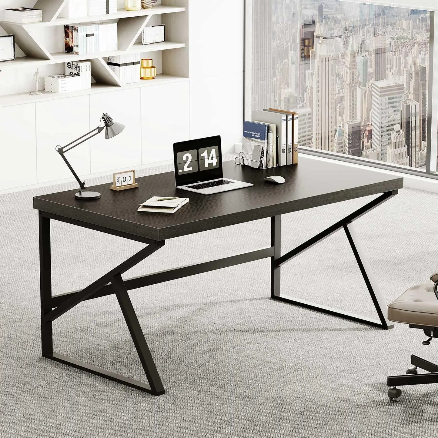 Rustic Brown Industrial Home Office Desk Simple Minimalist Design