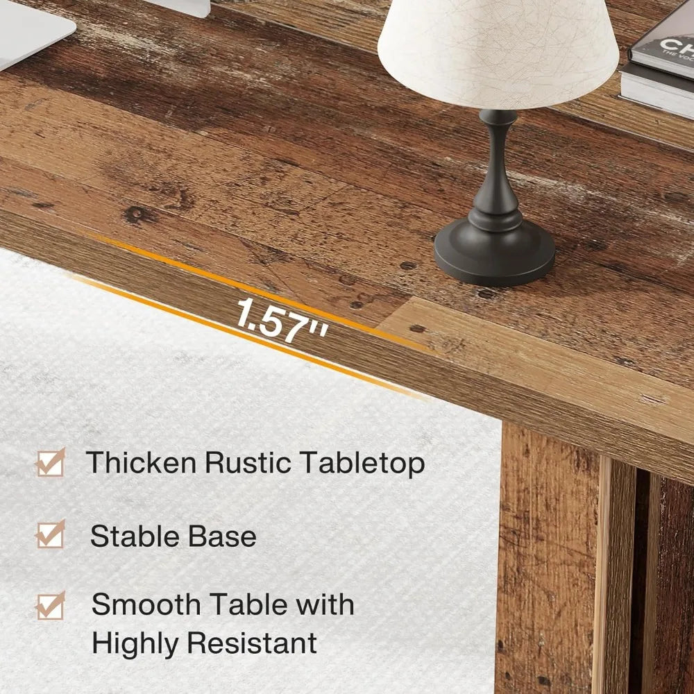 63 Inch Executive Desk Vintage Home Office Computer Writing Table