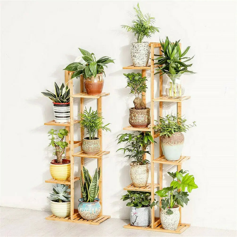 Ljustra Bamboo 5 6 Tier Plant Stand Rack Indoor Outdoor Flower Shelf
