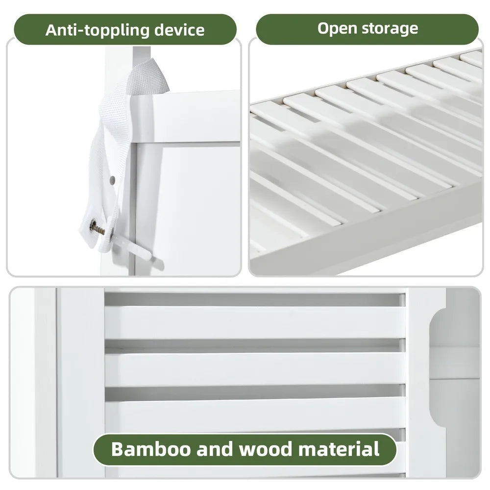 Bamboo Over The Toilet Bathroom Storage Cabinet Rack 4 Tier Shelves