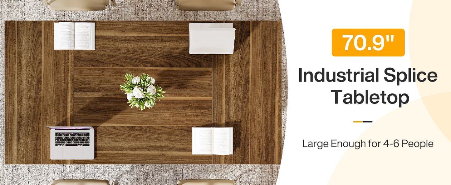 Ljustra 70.9 Inch Executive Office Desk Large Computer Desk Solid Wood