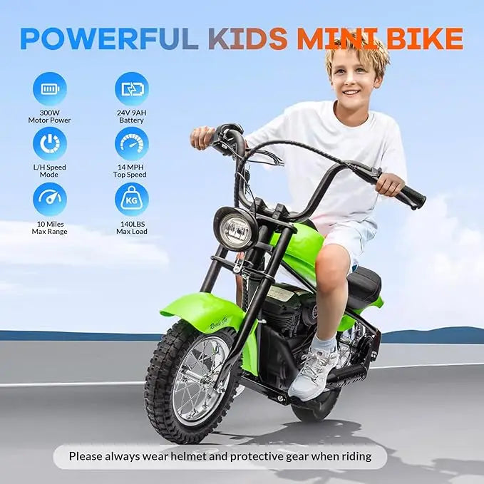 Kids Electric Motorcycle 24V 250W Dirt Bike Two Speed Max 14MPH