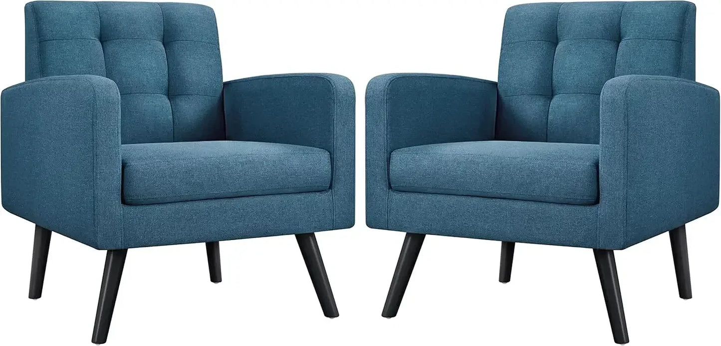 Mid-Century Modern Upholstered Armchair Living Room Chair Button Tufted