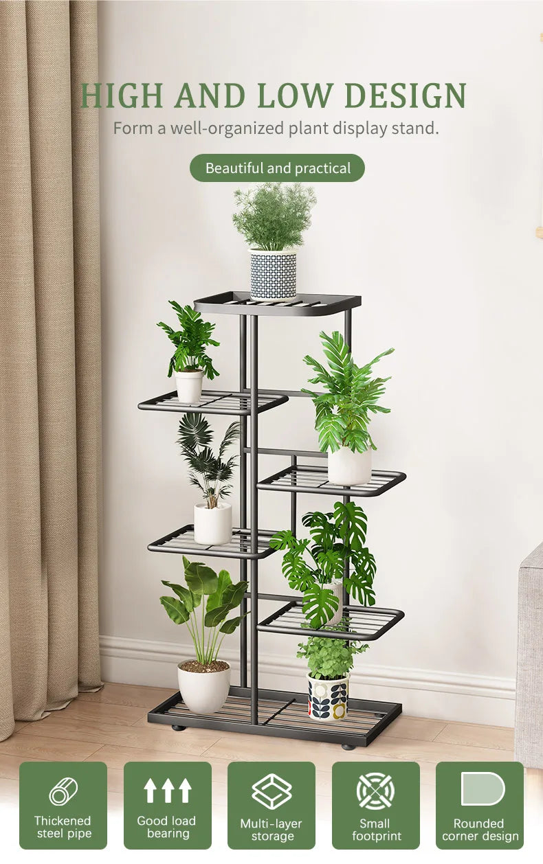 Ljustra Flower Stand Rack Metal Plant Holder Organizer for Home Garden