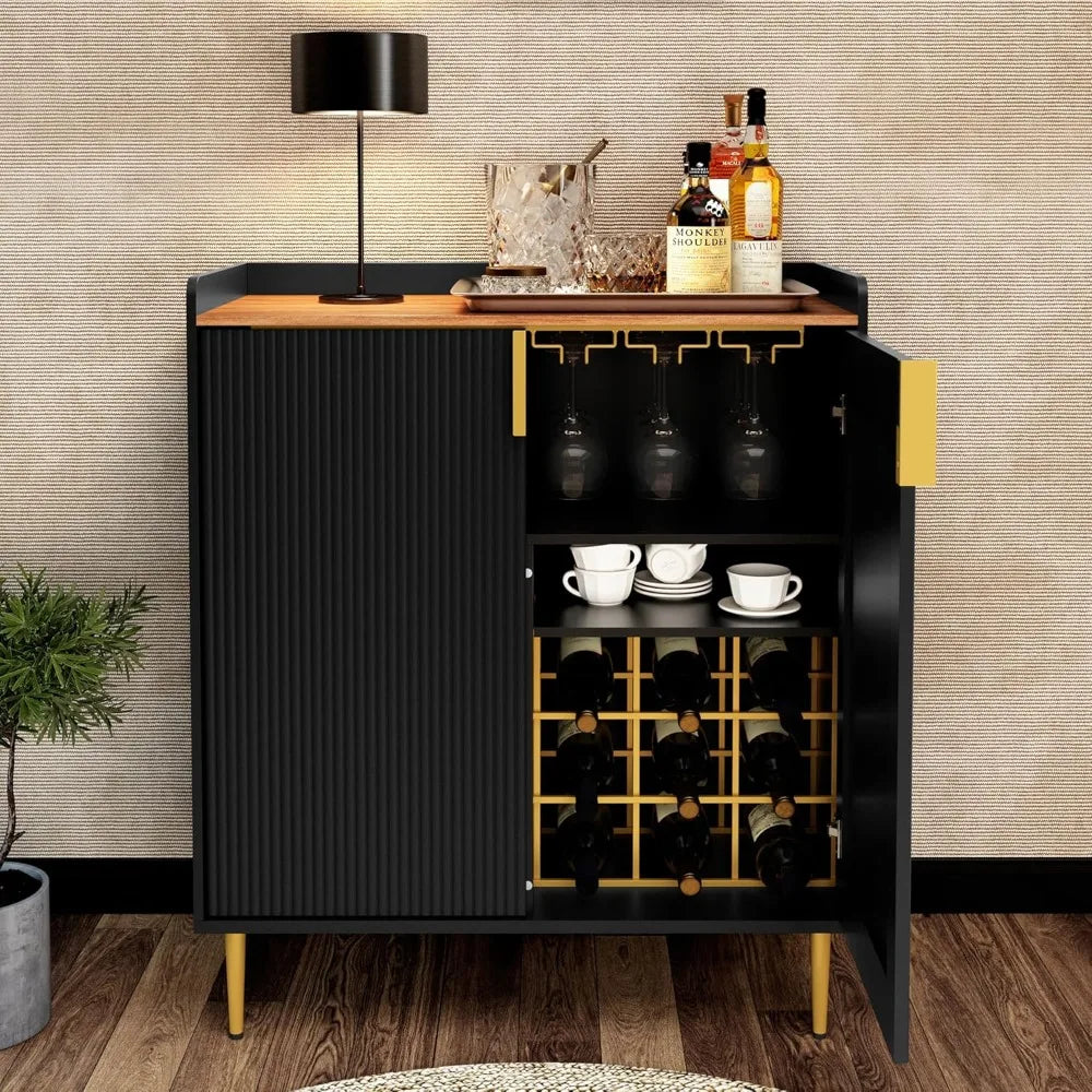 Modern Sideboard Buffet Cabinet with Wine Rack and Drawers Storage