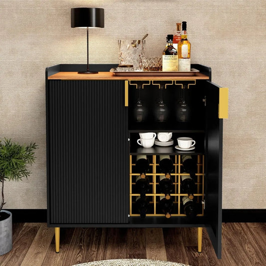 Modern Sideboard Buffet Cabinet with Wine Rack and Drawers Storage