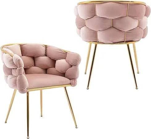 Luxury Set of 2 Leisure Velvet Accent Chairs Modern Sofa Stool