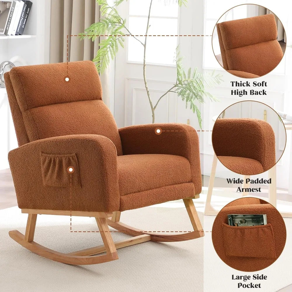 Ljustra Rocking Chair with Foot Rest Nursing Glider High Backrest Comfort