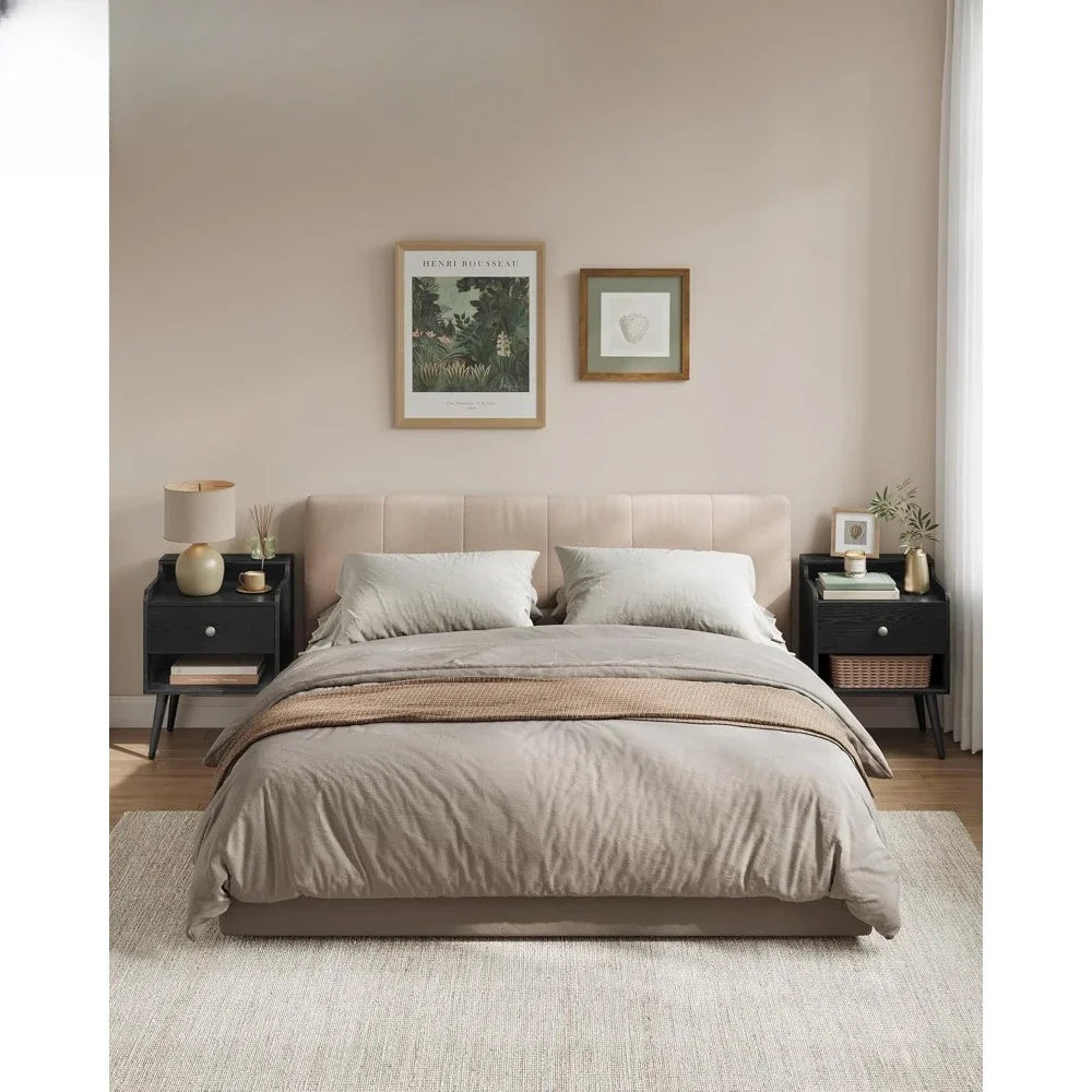 Nightstands Set of 2 Mid-Century Bedside Tables with Hidden Drawers