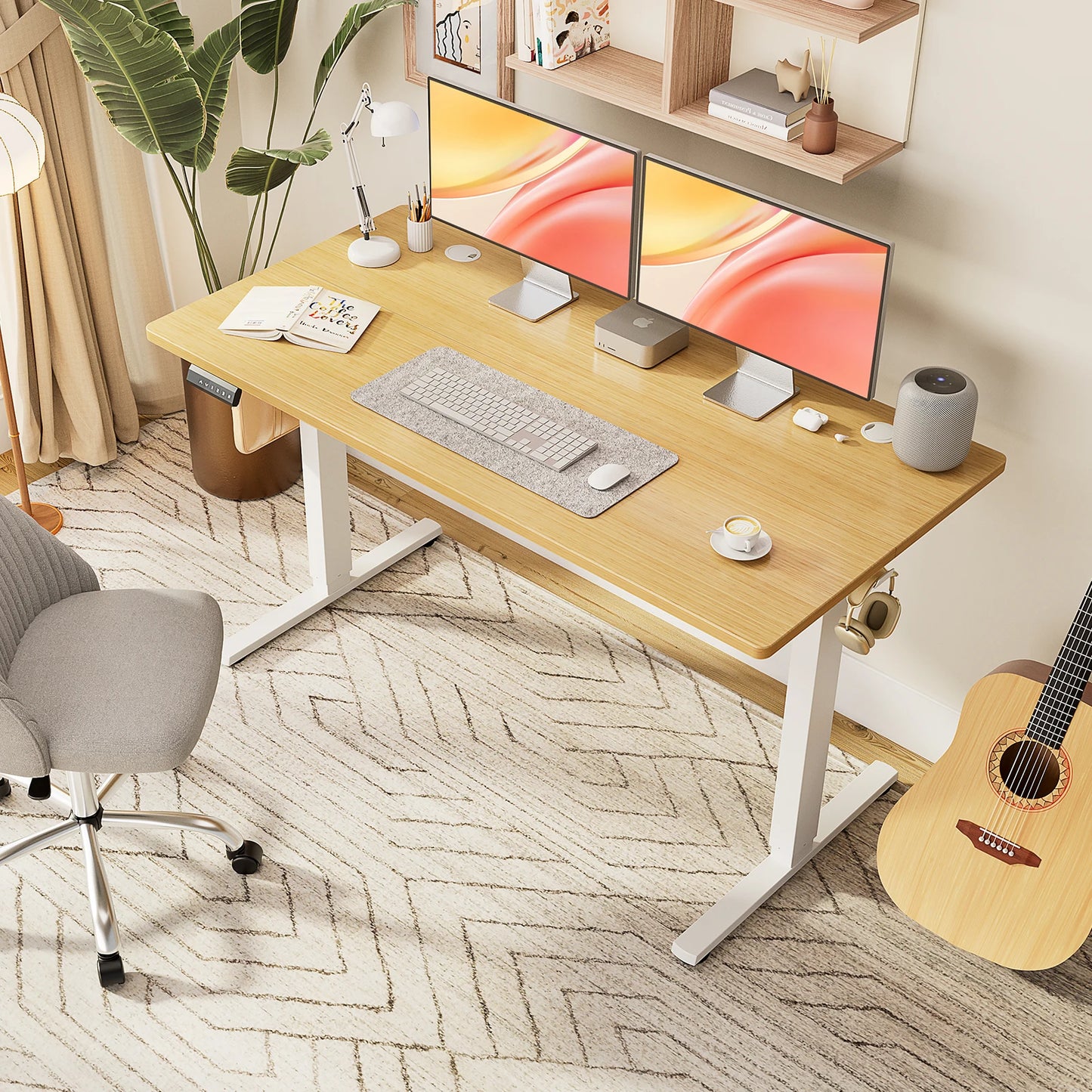 Ljustra Electric Height Adjustable Desk 63x24 Inch Ergonomic Workstation