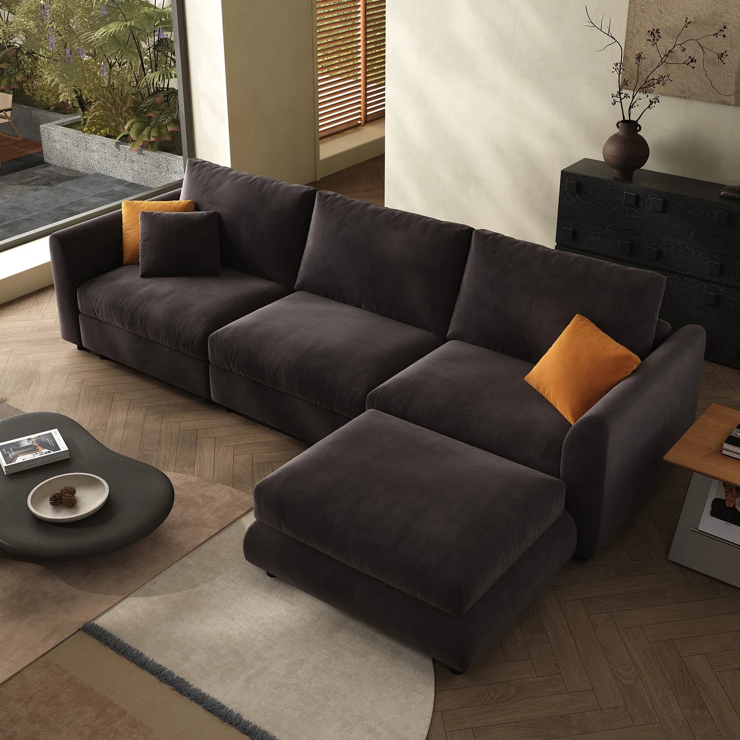 Ljustra Comfy Cloud Couch 108.2" Modern Sectional Sofa with Ottoman