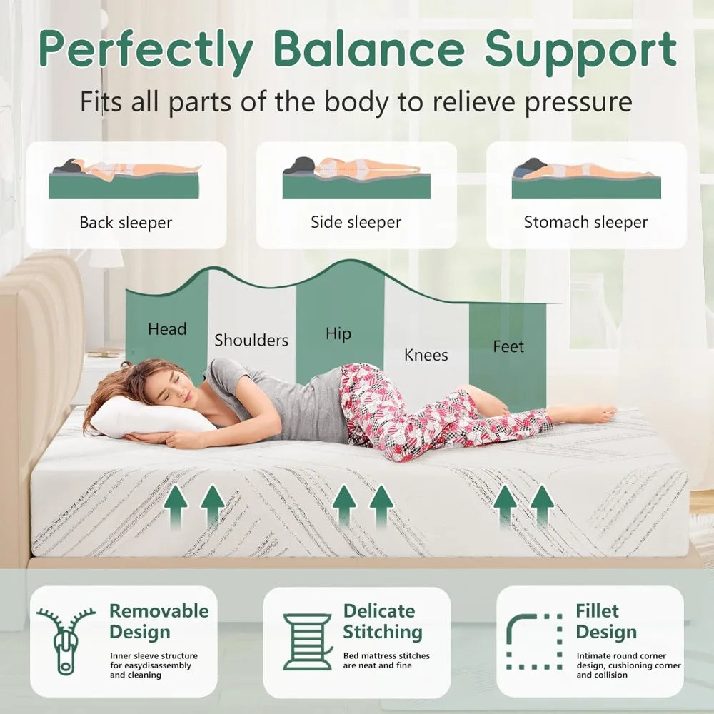 Ljustra 10 Inch King Size Mattress Firm Gel Memory Foam Pressure Relief