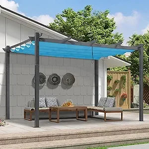 Outdoor Retractable Pergola 9.5' x 13' Aluminum Canopy Patio Shelter