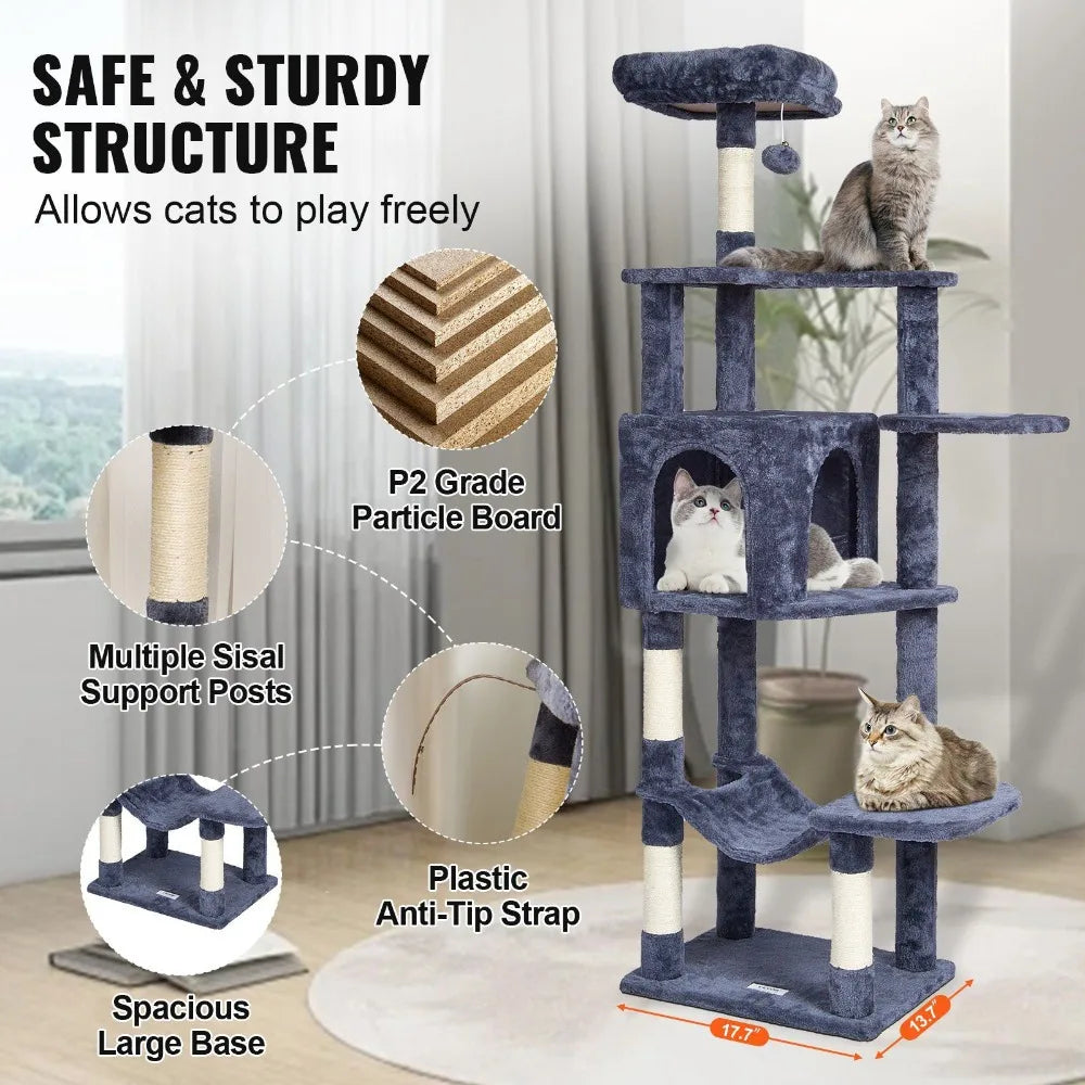 60.6 Inch Cat Tower Cat Condo Scratching Post Activity Center Indoor Cats
