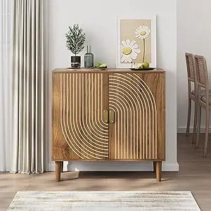 Small Accent Cabinet Rustic Sideboard Storage Buffet with 2 Doors