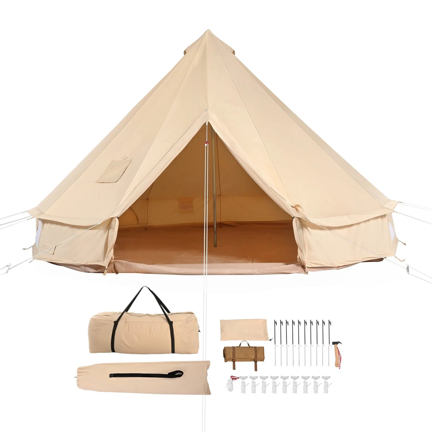 Ljustra Canvas Bell Tent 3m 4-Season Camping Tent with Stove Jack