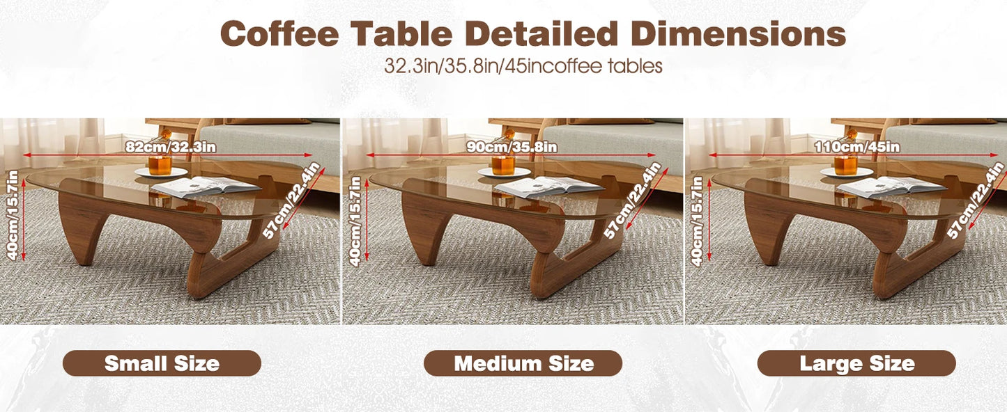 Triangle Glass Coffee Table Modern Abstract End Table for Living Room