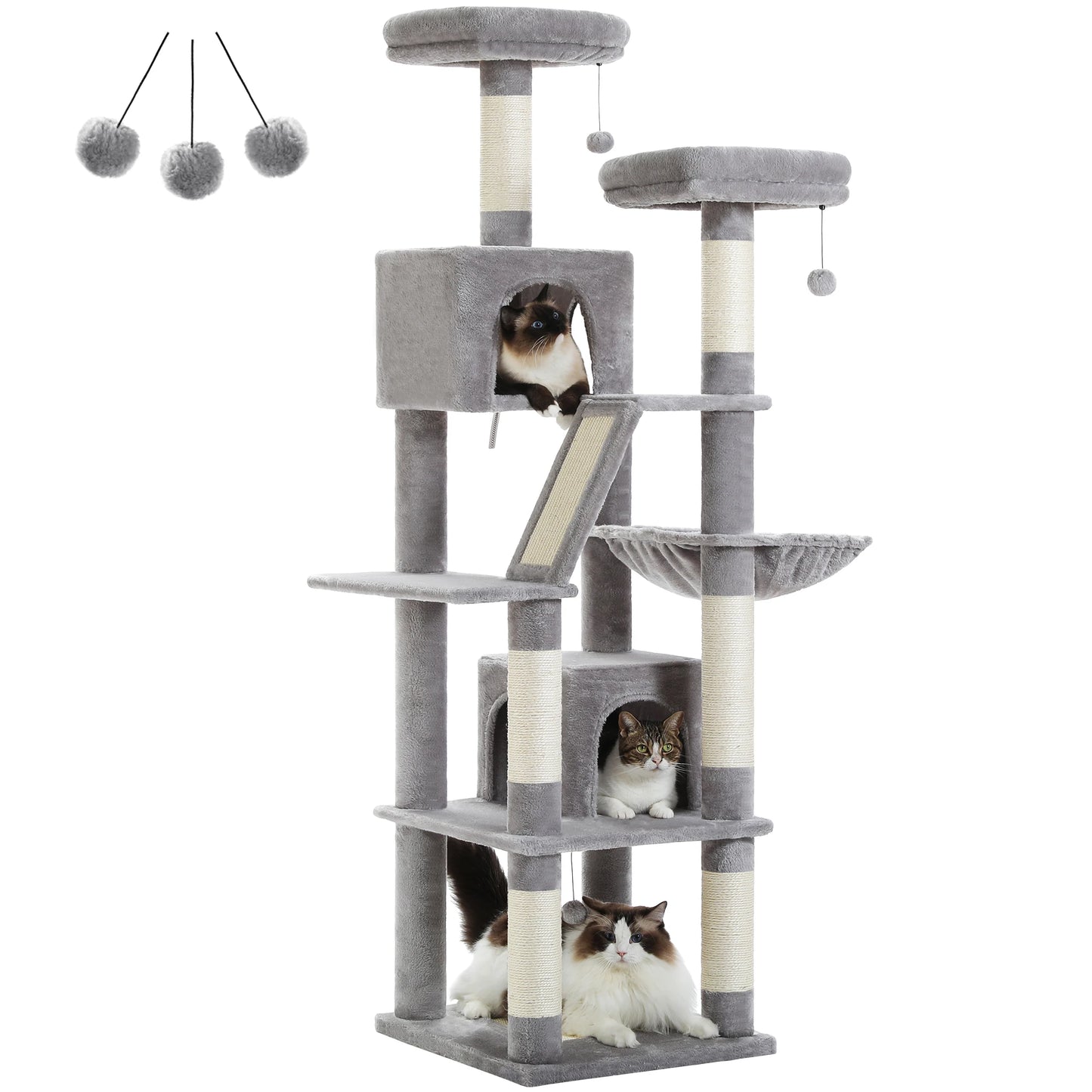 Multi-Level Cat Tree Indoor Tower with Scratching Posts Hammock Condo