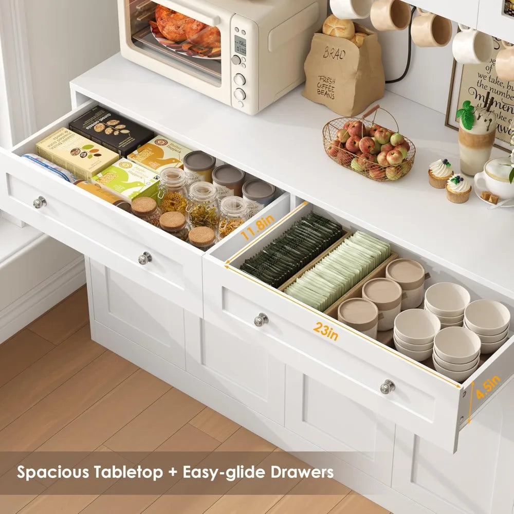 73" Tall Kitchen Pantry Cabinet with Countertop Adjustable Shelves