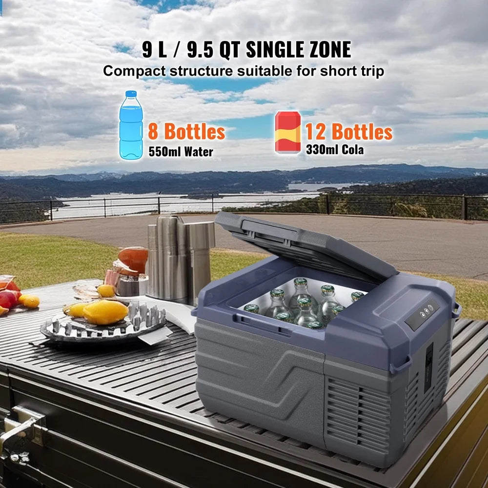 Ljustra Portable Car Cooler 12V Fridge 9L Rapid Cooling Adjustable Temp