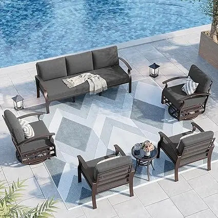 Ljustra Aluminum Patio Furniture Set 7-Seat Outdoor Conversation Set
