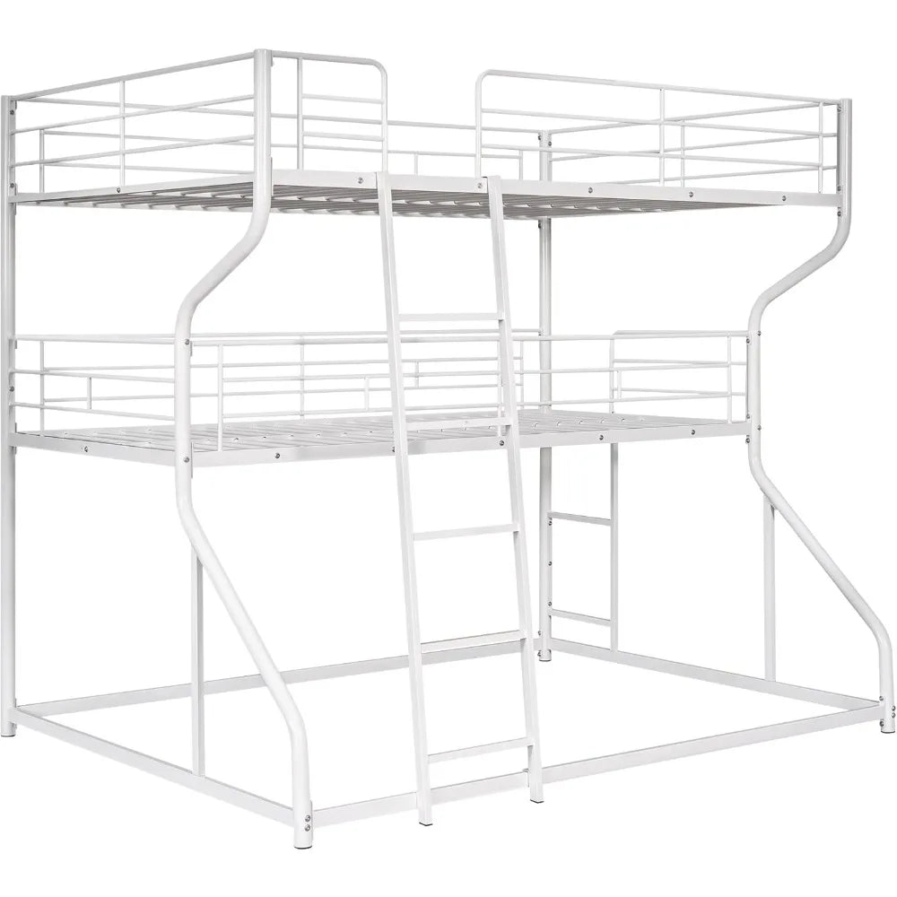 Triple Metal Bunk Bed Full XL Twin XL Queen Frame with Guardrails