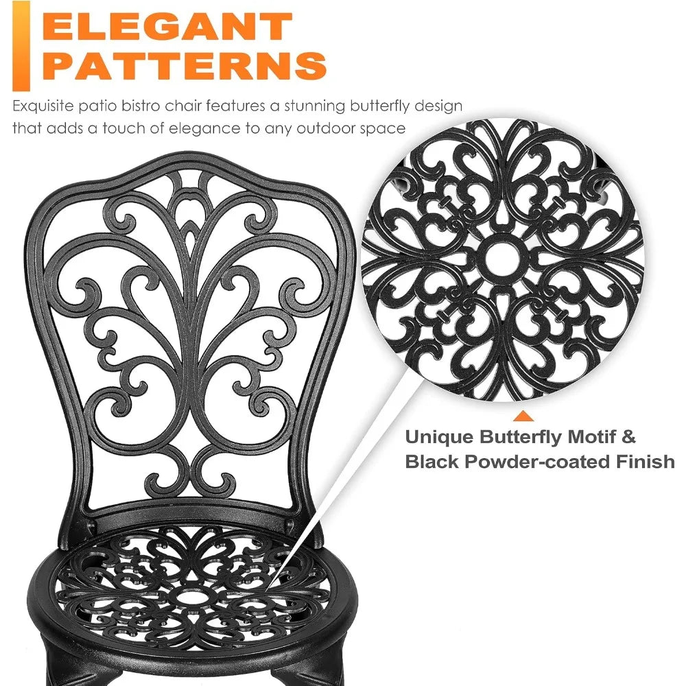 3 Piece Outdoor Bistro Table Set Cast Aluminum Patio Table Chairs Umbrella