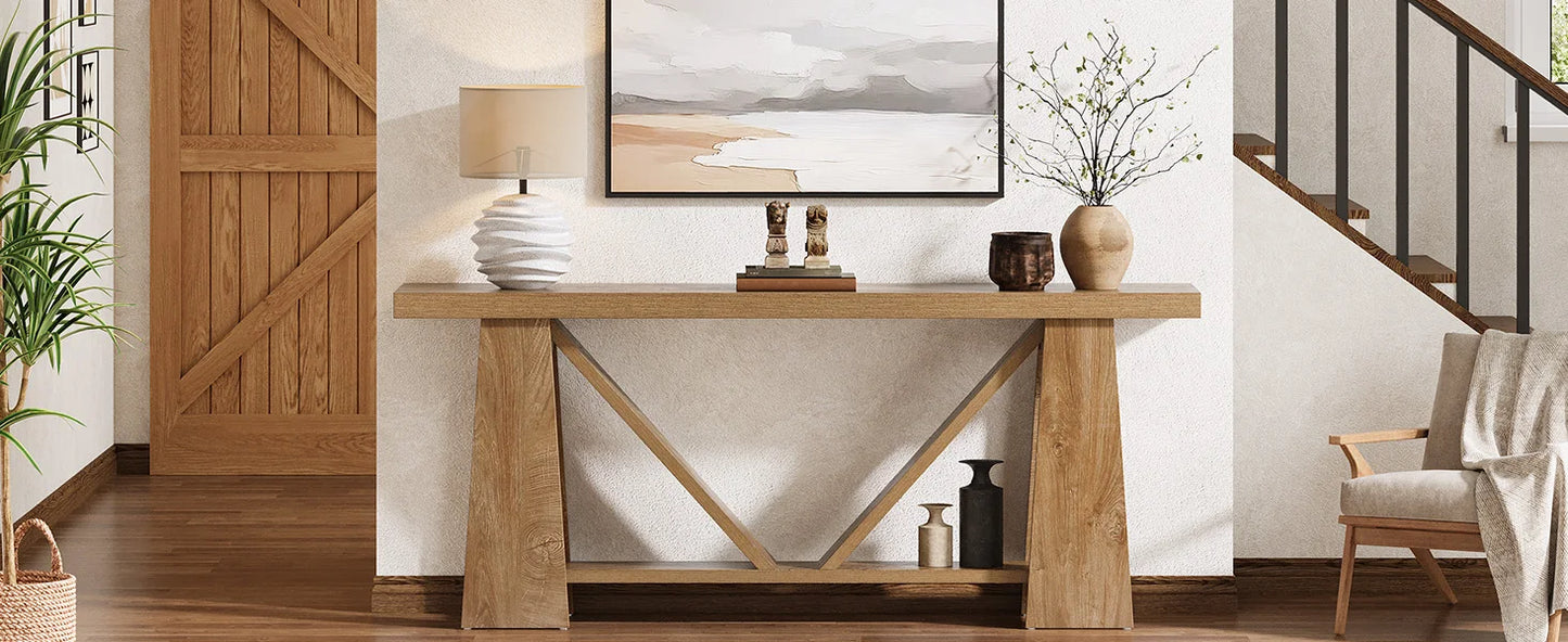 Extra Long Console Table Farmhouse Narrow Sofa Table for Living Room