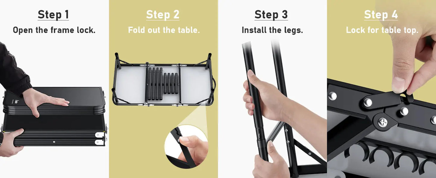 Folding Camping Table Portable Aluminum Adjustable Height Outdoor BBQ