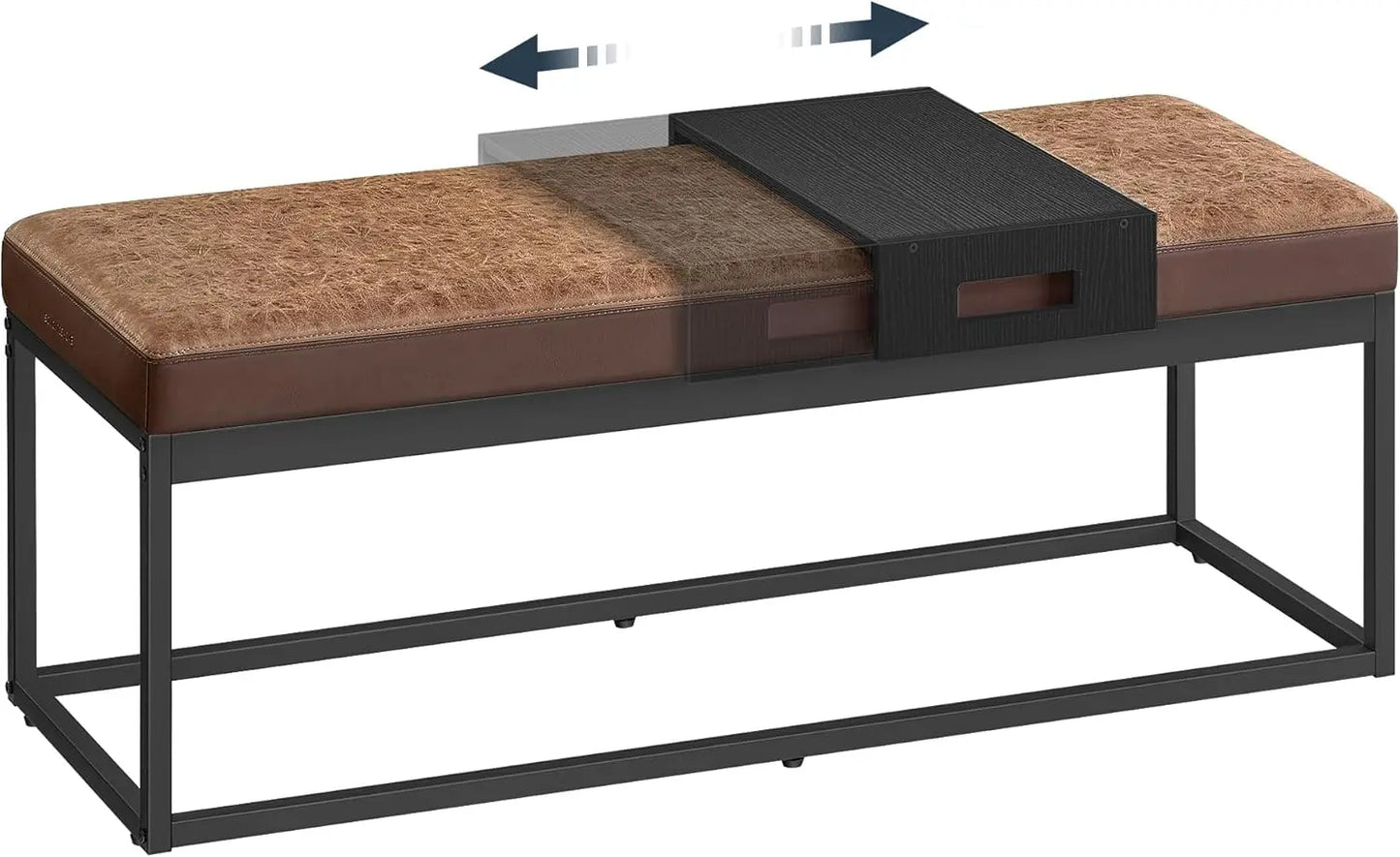 Ottoman Bench Reversible Top Shoe Bench End of Bed with Shelf