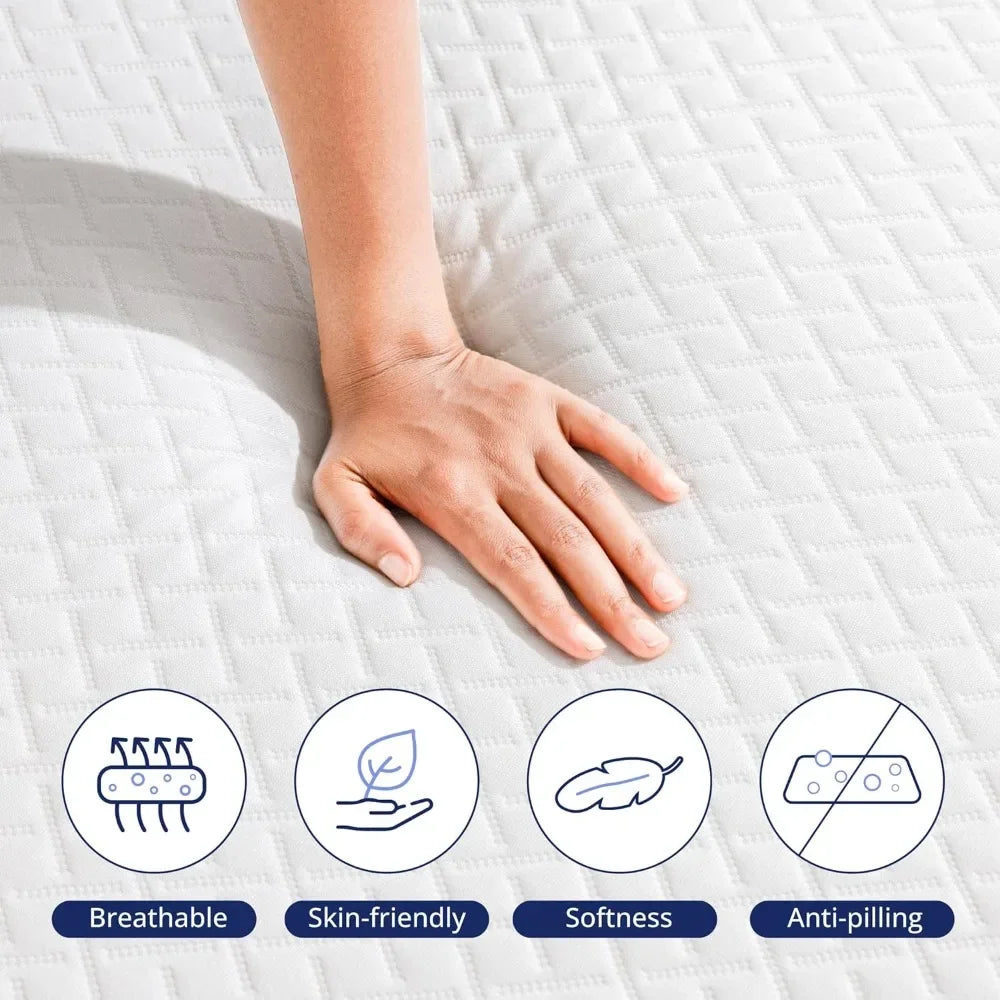 Ljustra TwinXL 10 Inch Green Tea Memory Foam Mattress Removable Cover