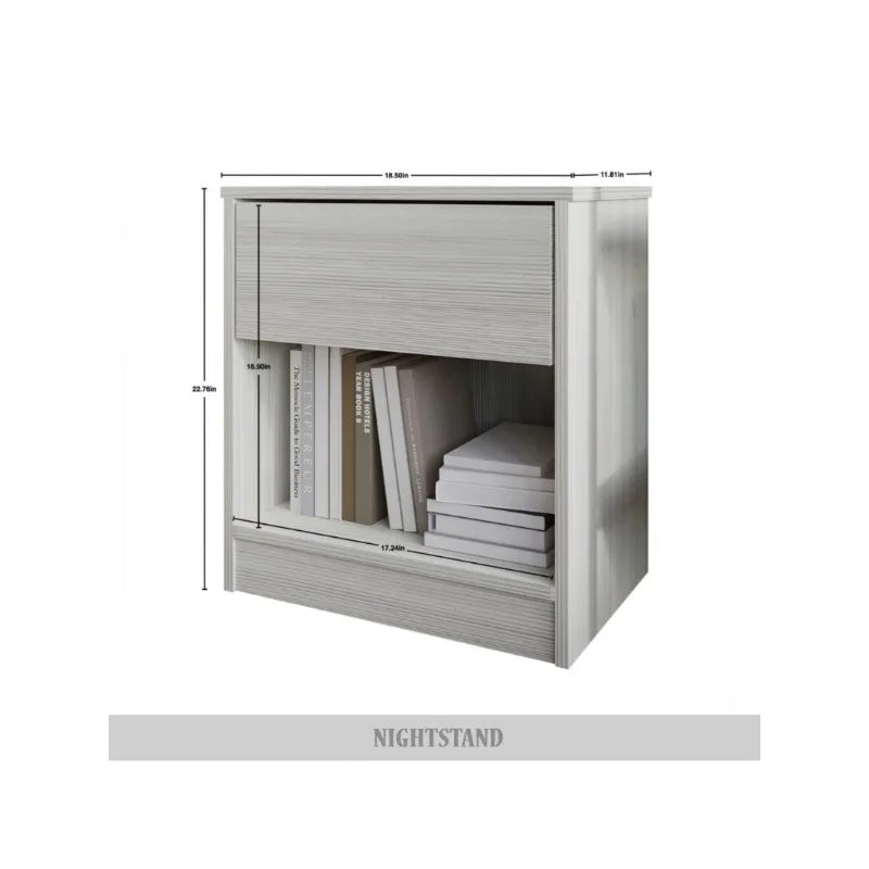 Versatile Wood Side Table Minimalist Nightstand with Drawer for Living Room