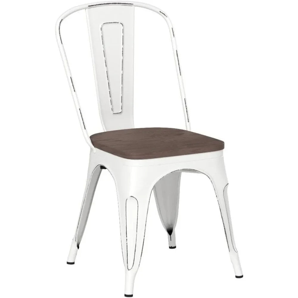 Ljustra Metal Dining Chairs Set of 4 Stackable Indoor Outdoor Kitchen Use