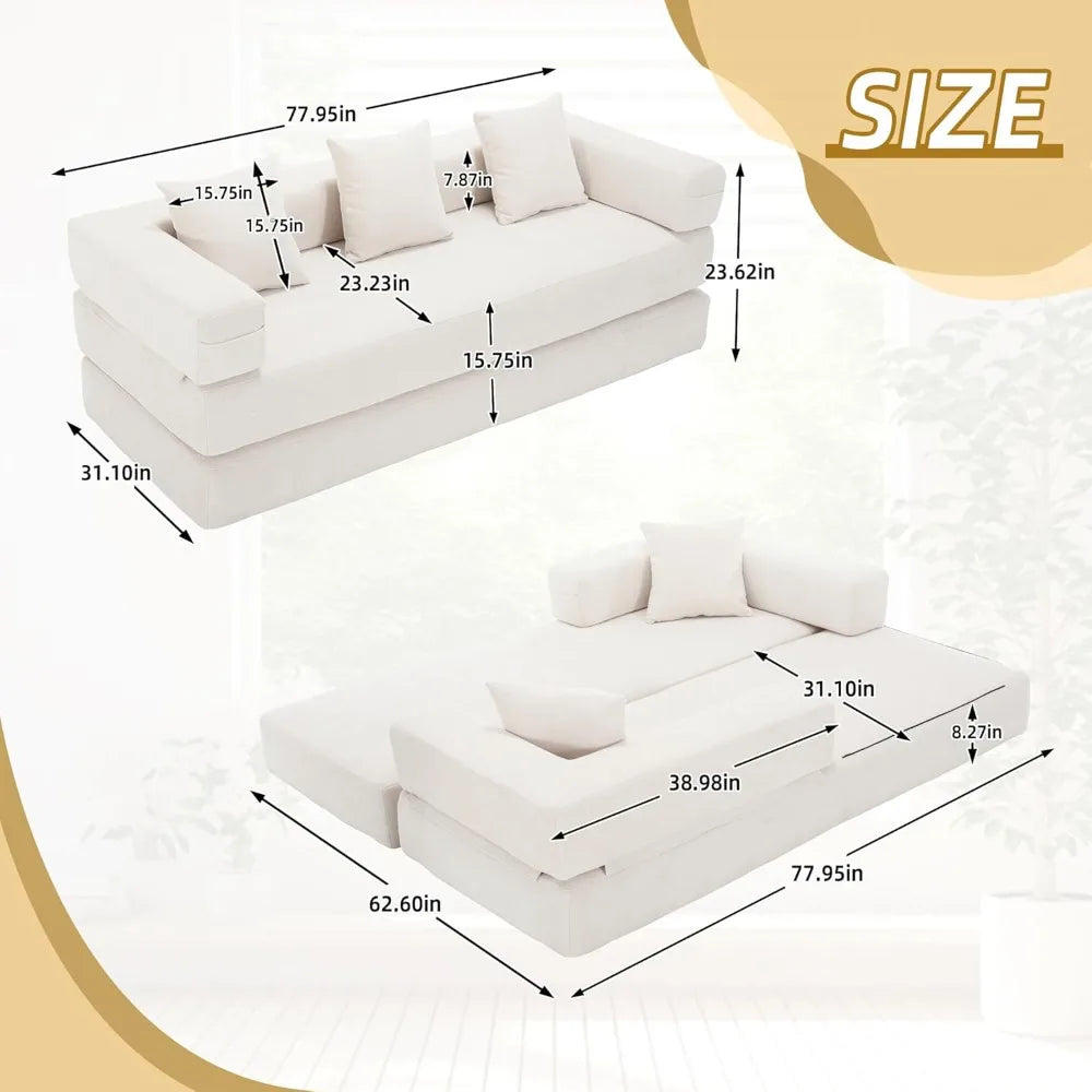 Comfy Convertible Folding Mattress Couch Floor Sofa Bed Lounge