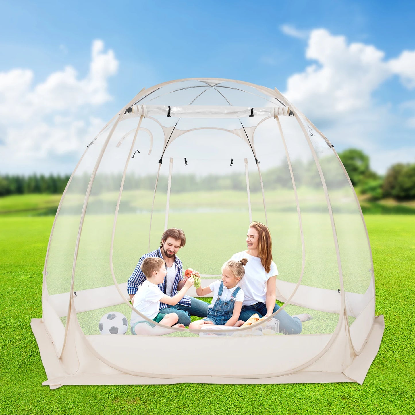 3M PVC Clear Camping Tent Freestanding Garden Tent for Outdoor Use