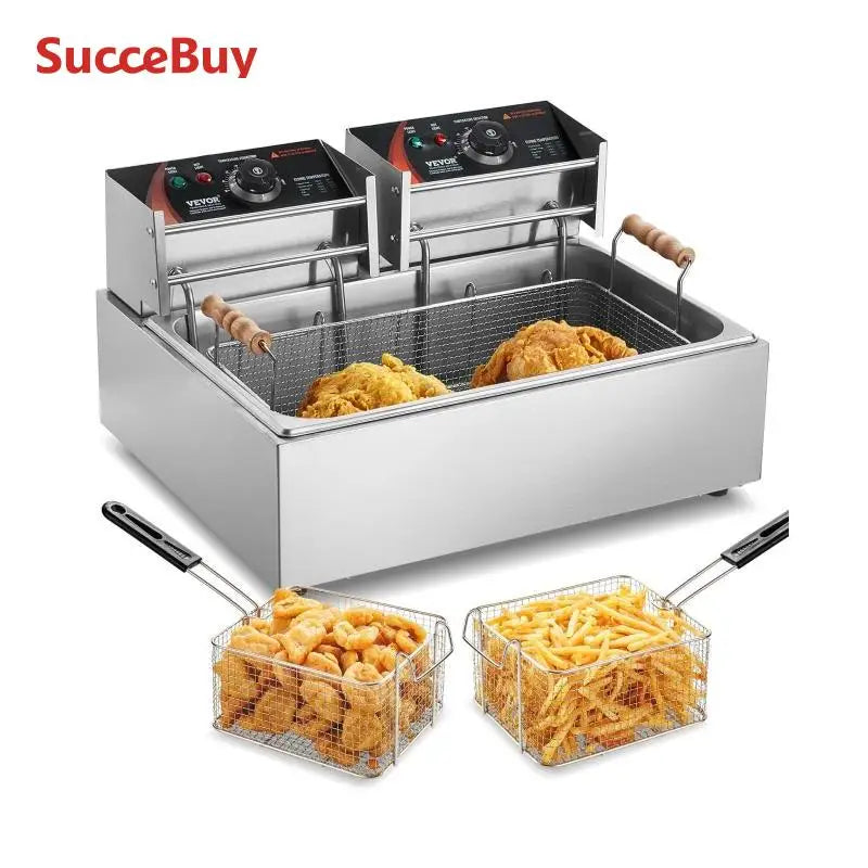 Ljustra Commercial Deep Fryer 3000W Electric Turkey Fryer 18Qt Stainless Steel