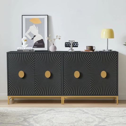 Accent Cabinet Set of 2 Luxury Carving Board Buffet Storage Sideboard