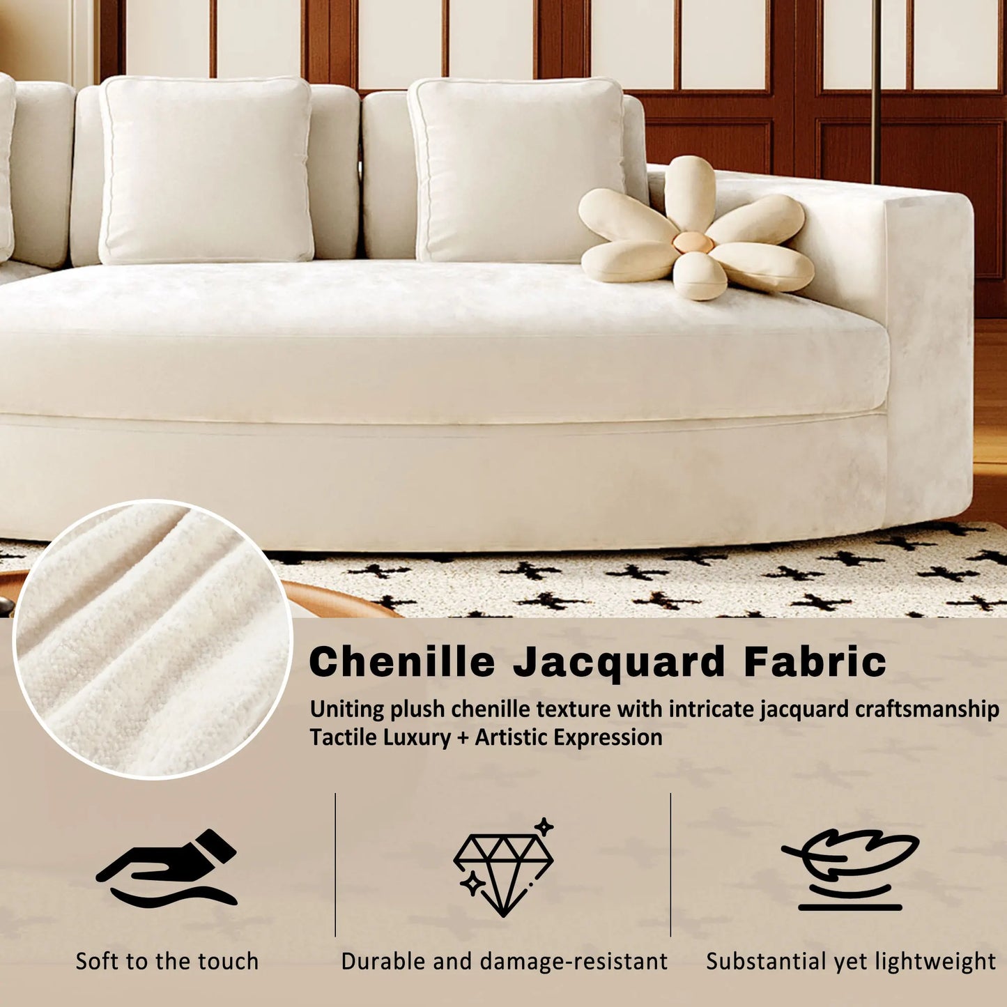 Ljustra 115.7" Modular Sectional Sofa Curved Couch for Living Room