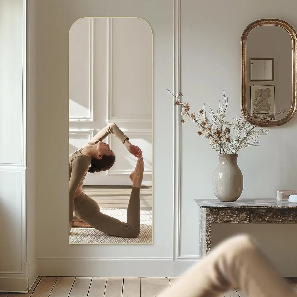 Full Length Freestanding Arched Mirror 64"x21" Wall Mounted Floor Mirror