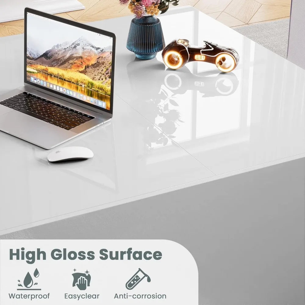 High Gloss Coffee Table with Storage Lift Top LED Modern Design