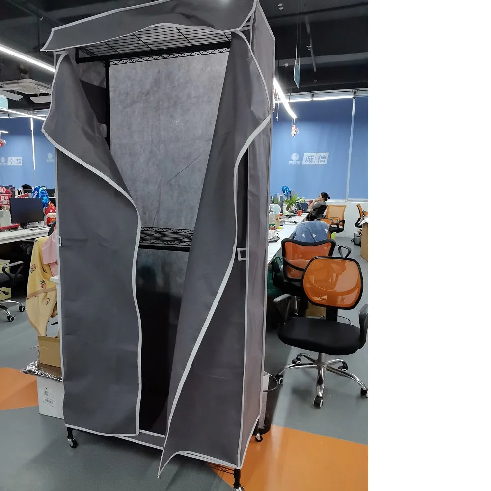 Portable Storage Closet with Wheels Heavy Duty Garment Rack with Cover
