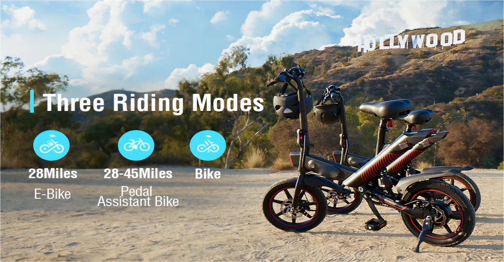 Ljustra 14" Electric Bike 450W Adults Mini Electric Bicycle 18.6MPH