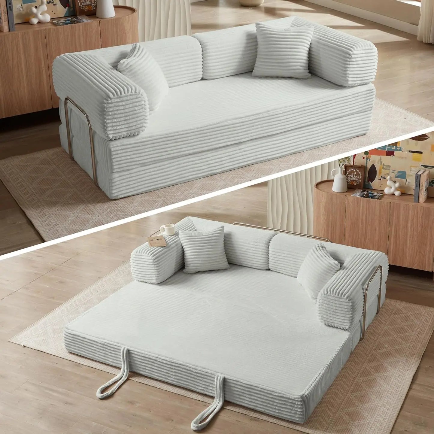 Ljustra 4-in-1 Sofa Bed Boneless Couch Oversized Corduroy Sleeper Sofa