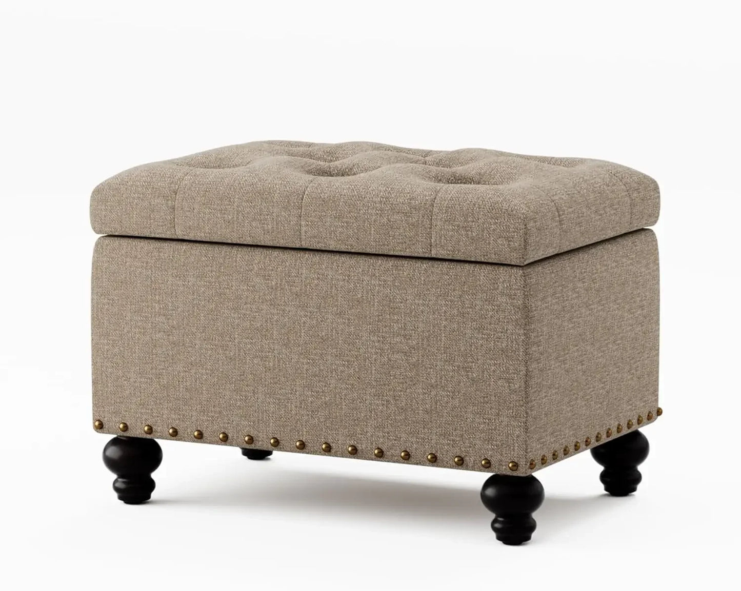 Small Ottoman with Storage Upholstered Button Tufted Footrest 24 Inch
