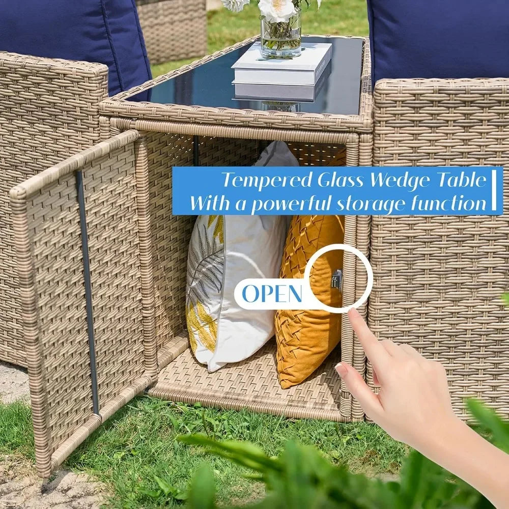 Ljustra Half-Moon Sectional Sofa Set Outdoor Patio Furniture with Cushions