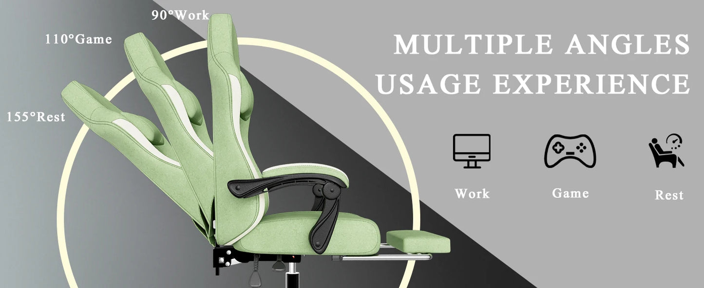 Ergonomic Gaming Chair Adjustable Lumbar Support Footrest PC Chair